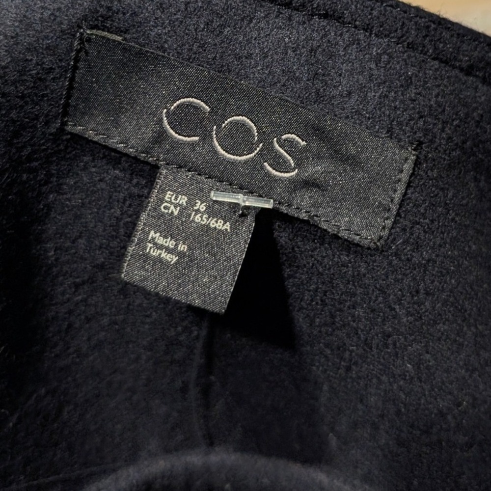 COS Short Wool Skirt Navy Blue Contrast Stitch Wrap Mod Mini Skirt EUR 36 US 6 - Picture 7 of 8